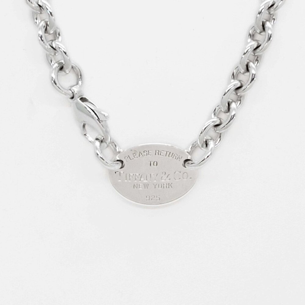 Tiffany & Co Vintage Return to Tiffany Oval Tag Necklace Sterling Silver